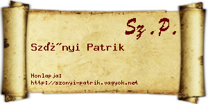 Szőnyi Patrik névjegykártya